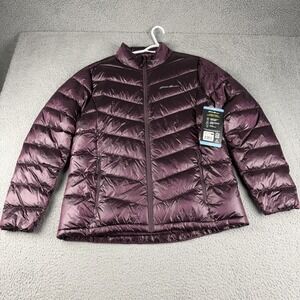 Eddie Bauer Packable Down Jacket Womens Large Purple Light Weight Stormrepel
